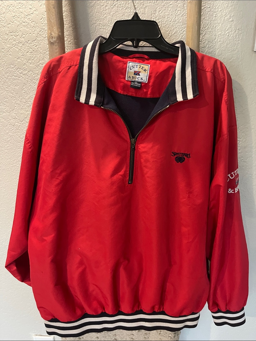 Cutter & Buck Red Half-Zip Pullover with Navy & White Trim
